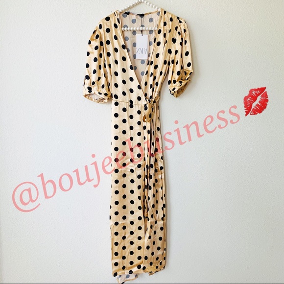 ZARA Polka Dot Wrap Dress - Picture 2 of 8